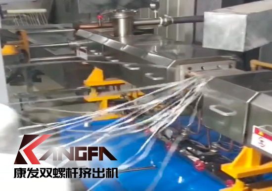 65高扭+PLC，尼龍加纖雙螺桿造粒機試機