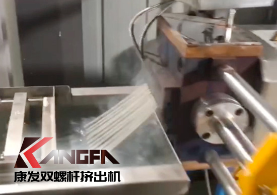 65高扭+PLC，尼龍加纖雙螺桿造粒機試機